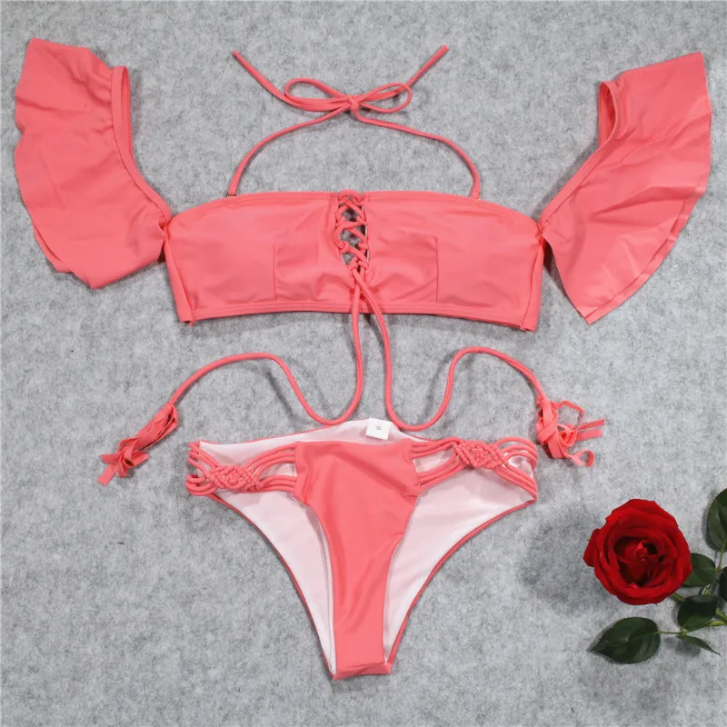 YIEAVSS 2018 Summer Swimsuit Push up Bikini Set Triangular Double-sided Printed biquini Bathing For Women | Женская одежда