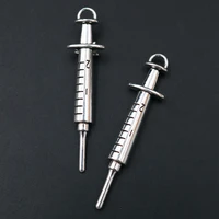 4pcs silver plated 3d medical syringe and thermometer pendant hip hop necklace earrings diy charms jewelry craft making a1017