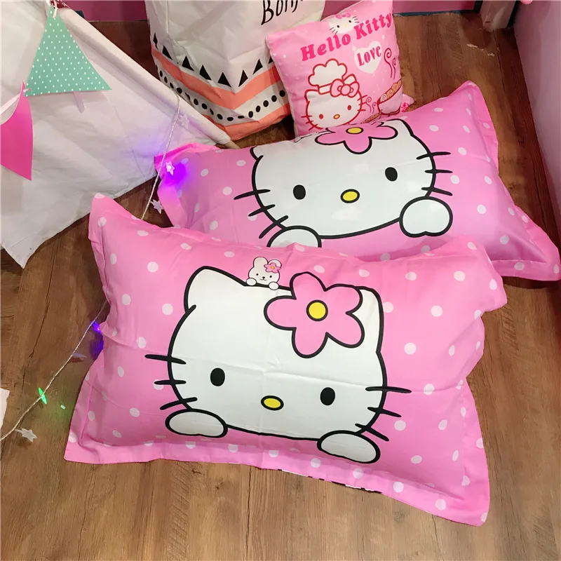 100% хлопок сладкий и прекрасный hello kitty постельного белья Твин Полный Королева