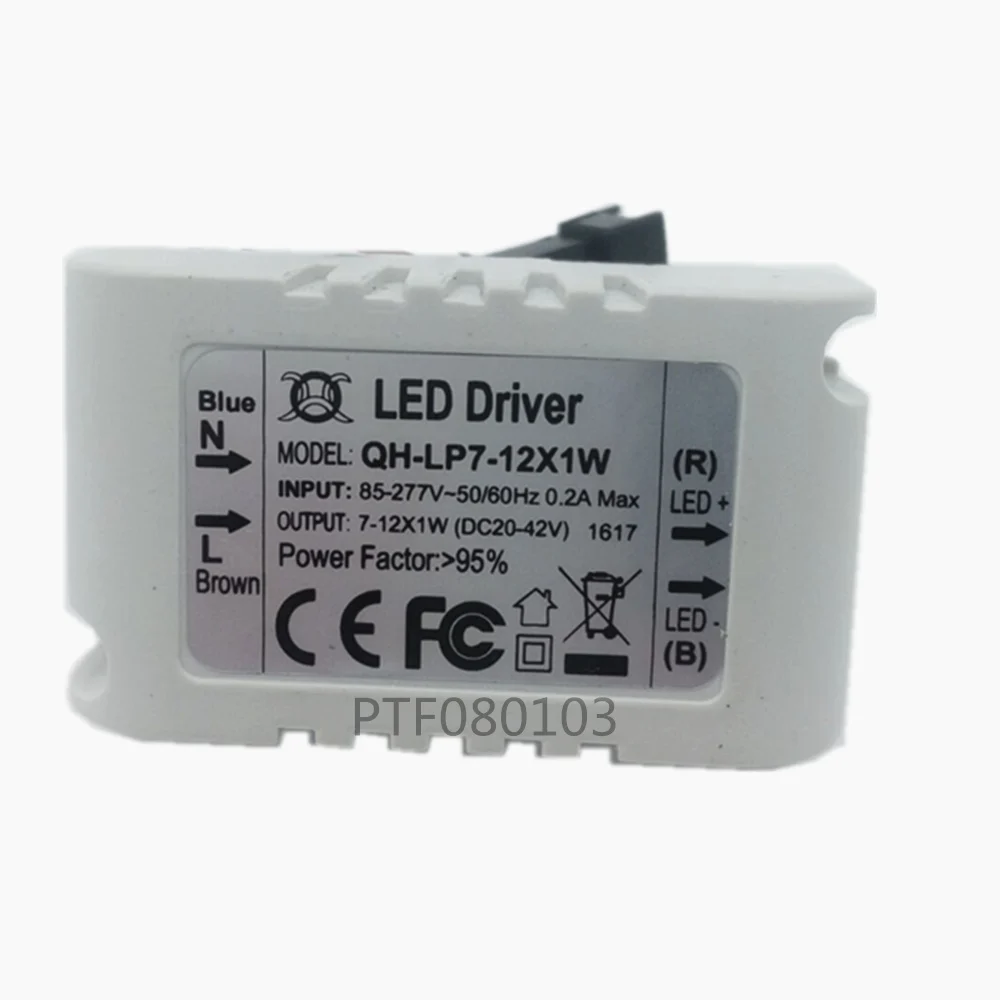10pcs/lot 7-12X1W LED Constant Current Inside Driver for 7W 9W 10W 12W , Input 85-265V, Output 300mA High PF more than