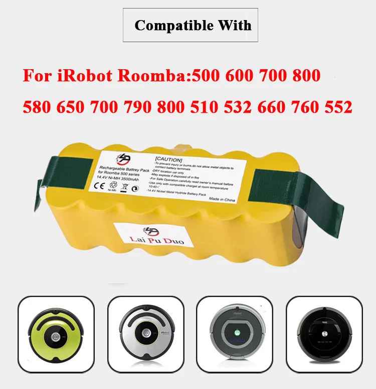 Аккумулятор Laipuduo 14 4 В 4500 мА · ч Ni-MH для iRobot Roomba 500 510 530 550 560 570 580 600 610 620 630 650 700 780 770 |