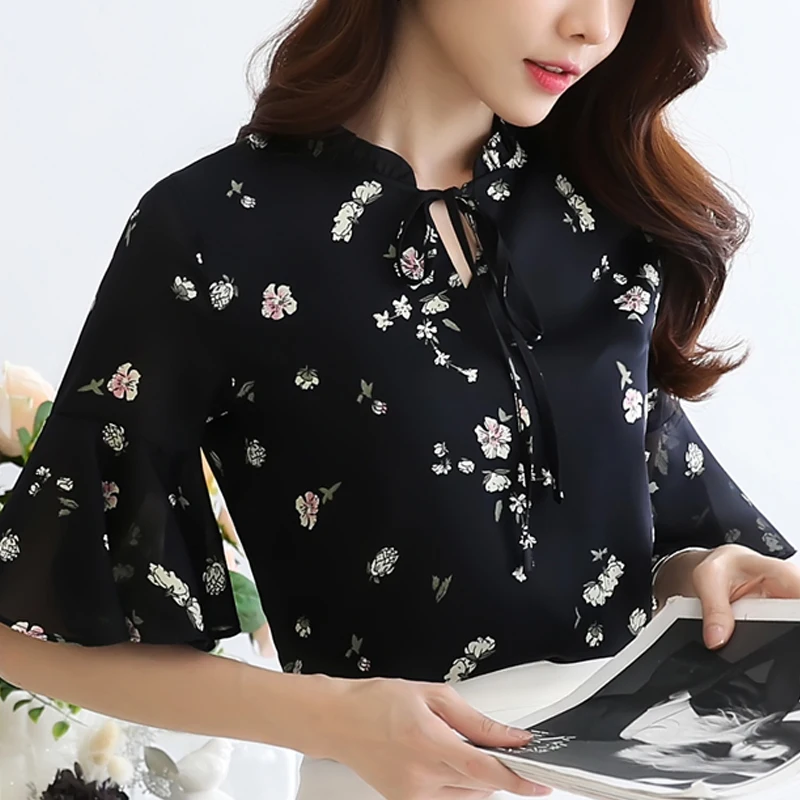 Женские топы и блузки 2019 blusas mujer de moda harajuku повседневные шифоновые 1874 с коротким
