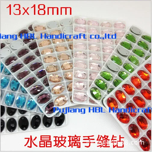 

Mixed Colour 28PCS 13X18MM Oval 2 Holes Flat back Sew On Rhinestones Glass Crystal Rhinestones Sew On Buttons