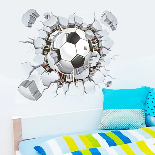 

Removable 3D Football Cracked Wall Art Sticker Kid Boy Bedroom Decal Home Decor