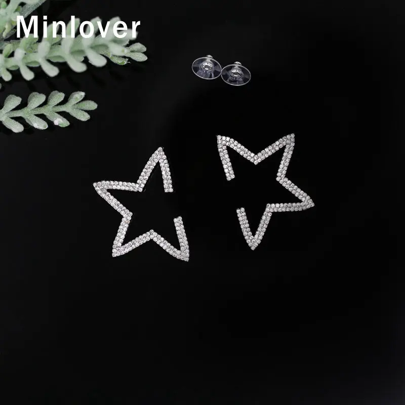 Minlover Винтажные серьги-гвоздики со звездами для женщин со стразами большие Boho Висячие Эффектные серьги модные свадебные украшения MEH1261