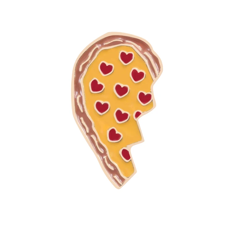 pizza 1 2 шт./компл. сердце по сниженным ценам! Эмаль на булавке для винных бутылок Глобус броши значок пицца чашка джинсовая рубашка лацкан булавки для девочек, ювелирное изделие, подарок - Окраска металла: pizza 1