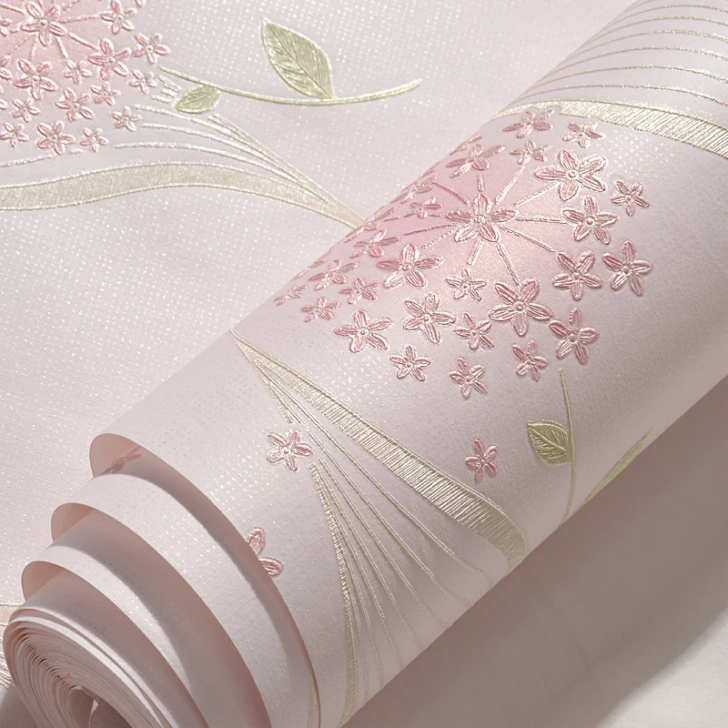 

PinkDecoration Bedroom Wallpaper Self-adhesive Three-dimensional Rural Warm Children's Room Girl Background Wallpaper
