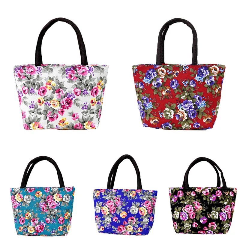 

2018 Simple Fashion Women Handbag Canvas Shoulder Bag Female Flowers Printed Zipped Girls Big Capacity Crossbody Bags Sac A Main