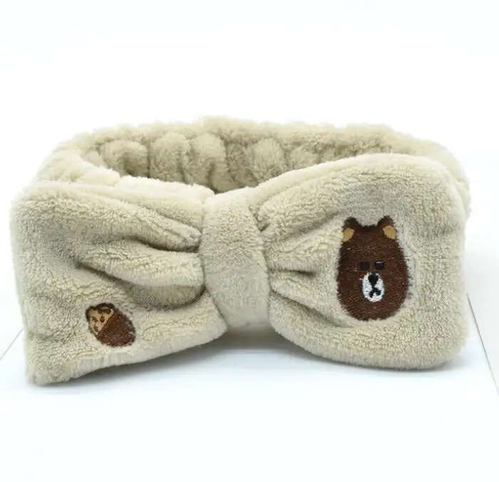 1 Piece Comfortable Cute Duck Children Girl Bowknot Spa Bath Shower Make Up Wash Face Cosmetic Headband Hair Bands - Цвет: Bear