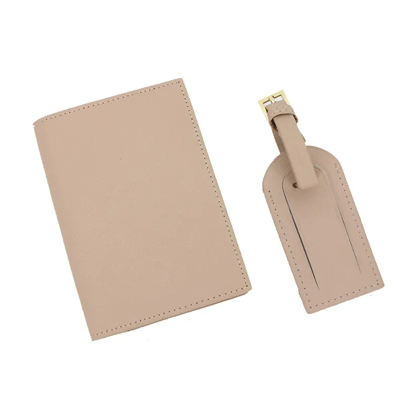nude whole set Модные, с монограммой, начальные буквы, унисекс, Сафьяновая кожа, держатель для паспорта, багажная бирка, Обложка для паспорта, набор, аксессуары для путешествий - Цвет: nude whole set
