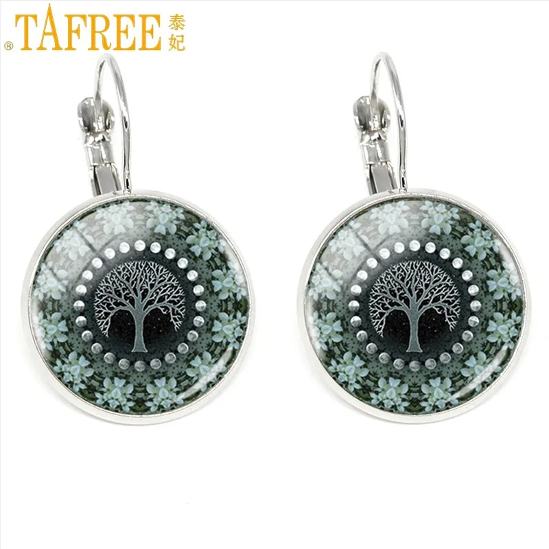Tafree, модные женские серьги-клипсы, индийский цветок, мандала, Круглый купол стеклянный Серьги,, Sri украшения yantra Henna Zen H276 - Окраска металла: H289