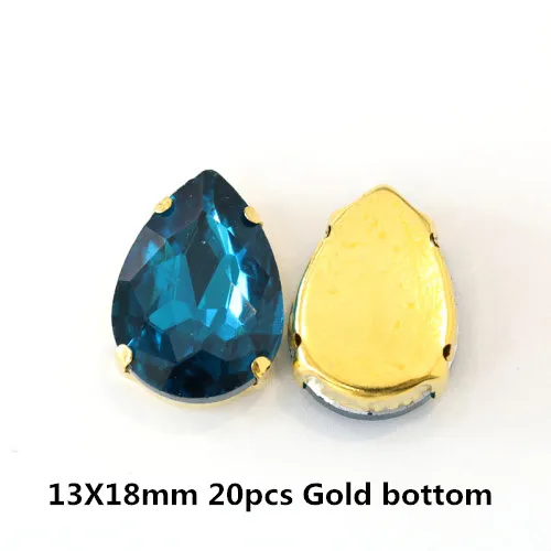 13x18mm---20pcs Горячее предложение! Распродажа! Павлиньи стразы из голубого стекла, стразы для пришивания, стразы для свадебного платья Y3502 - Цвет: 13x18mm---20pcs