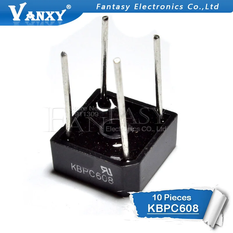 10 шт. KBPC608 KBPC 608 6A 800 в однофазный диод 4 контактный мостовой выпрямитель новый и