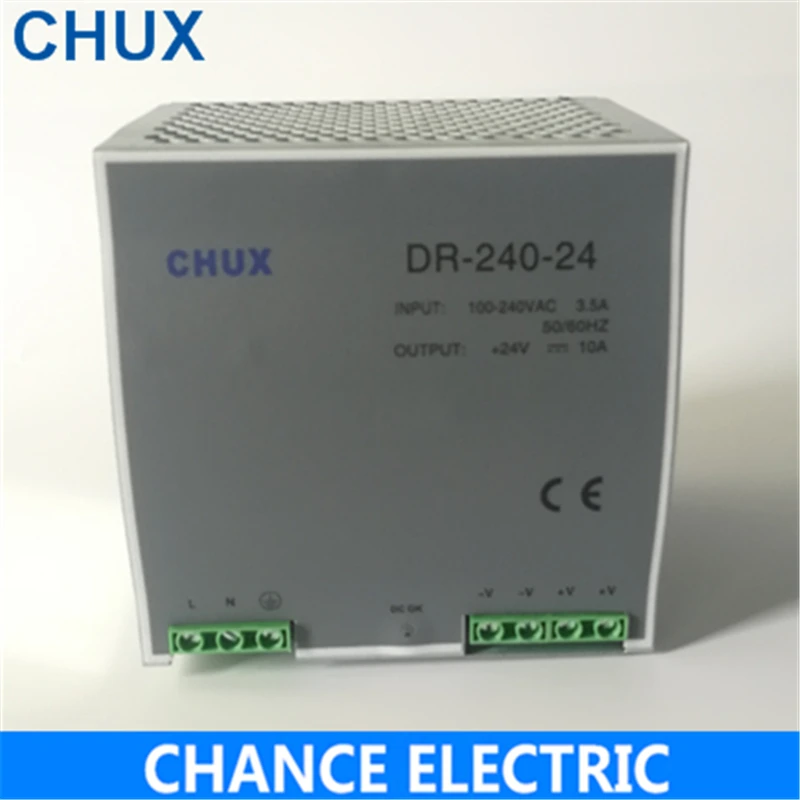 Блок питания Din Rail 24В 10А Ac Dc преобразователь DR 240 24 SMPS рейка импульсный источник Вт