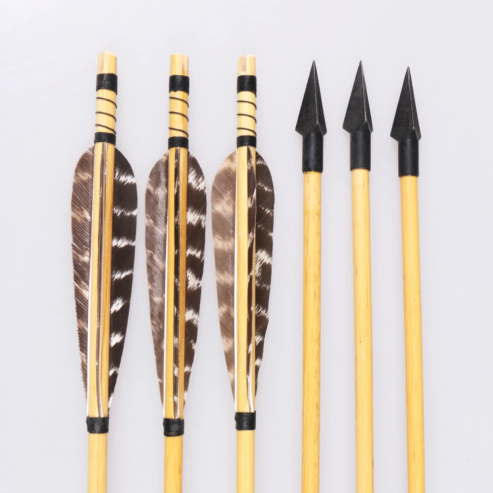 6/12 шт. турецкие перья деревянный вал Охотничья цель стрелы с металлическими