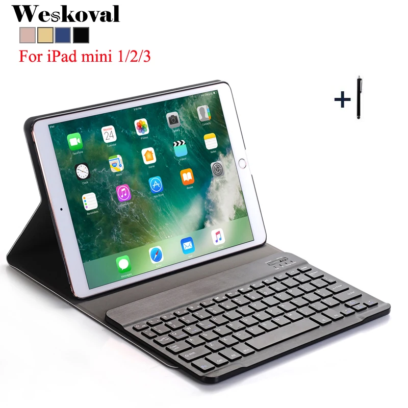 Беспроводная клавиатура для Apple iPad Mini 1 2 3 чехол с Bluetooth клавиатурой кожаный книжка