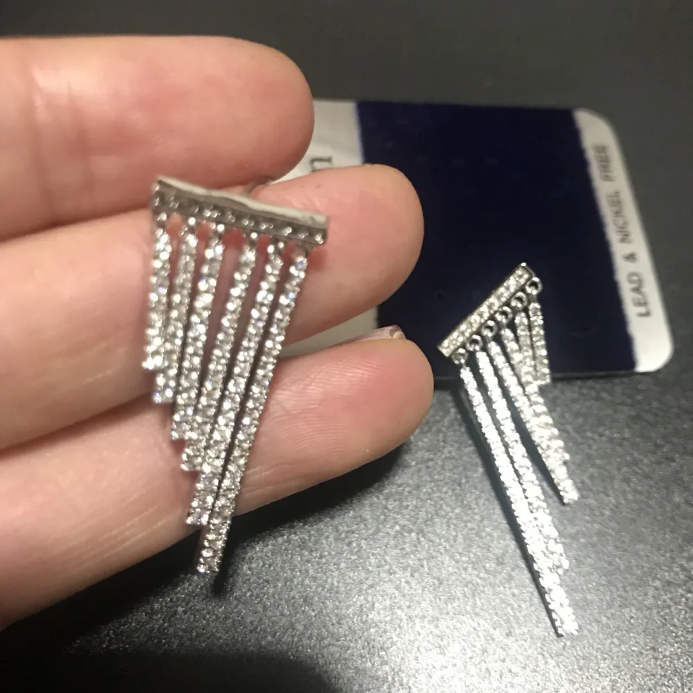 Серьги подвески с микрозакрепкой E5598 прозрачные Висячие Ювелирные украшения для