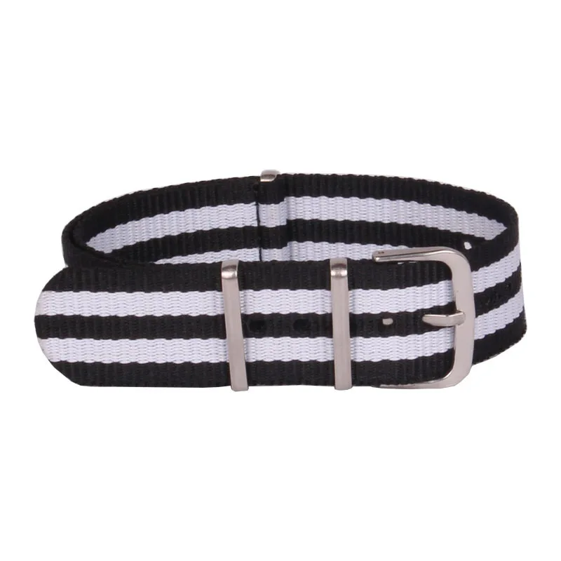 

Hot New Ladies Women Nato 18 mm Army Black White Nylon Military Fabric Woven Watch watchband Strap Band Buckle belt 18mm