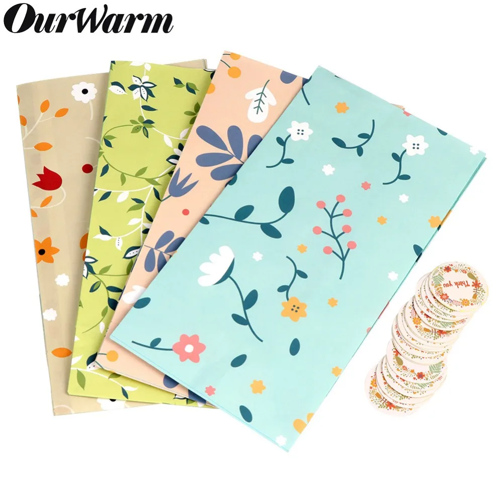 

OurWarm 12pcs Flowers Paper Gift Bags Craft Candy Food with Sticker Wedding Decoration Party Favors 12*22*8cm