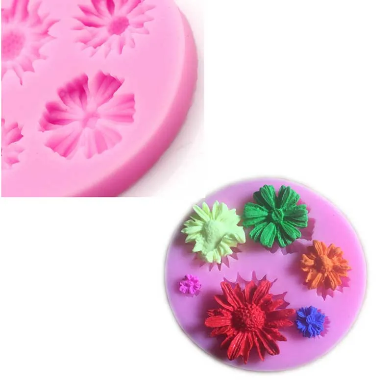 Силиконовая форма ромашка Роза 6 размеров круглая помадка для торта сделай сам
