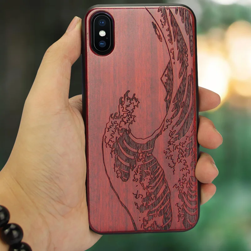 Wood Case for iPhone X 7 8 Plus Luxury Shockproof Drop Proof Slim Flexible Bumper Protective Cover Cases 7+ |