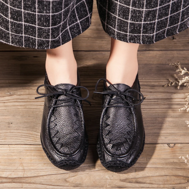 Soft Bottom Women Genuine Leather Flat Shoes Pregnant Mother Female Moccasins Loafers Cow Muscle Outsole Casual | Обувь