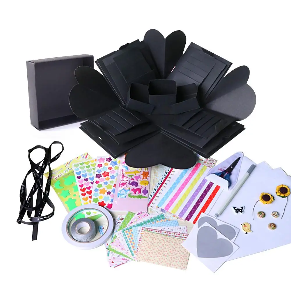 OurWarm DIY сюрприз любовь взрыв коробка подарок взрыв для юбилея скрапбук DIY Фотоальбом подарок на день рождения 15x15x15 см - Цвет: Box with accessory