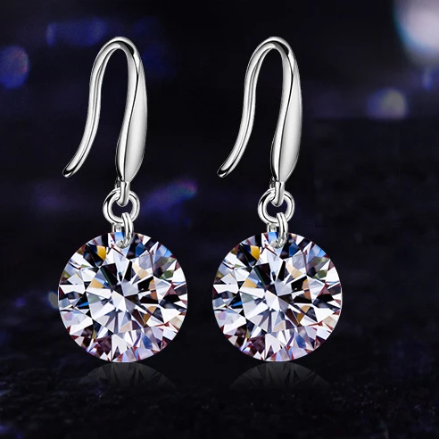 Женские серьги из серебра 925 пробы с фианитом|diamond earrings|plated earringsearrings for women |