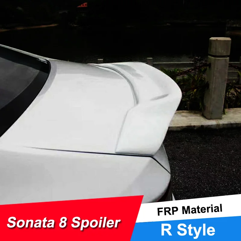 

JNCFORURC Rear Trunk Lid Car Spoiler For Hyundai Sonata 8 2011 12 13 R Style Sport Rear Wing Spoiler For Sonata 8 FRP Material