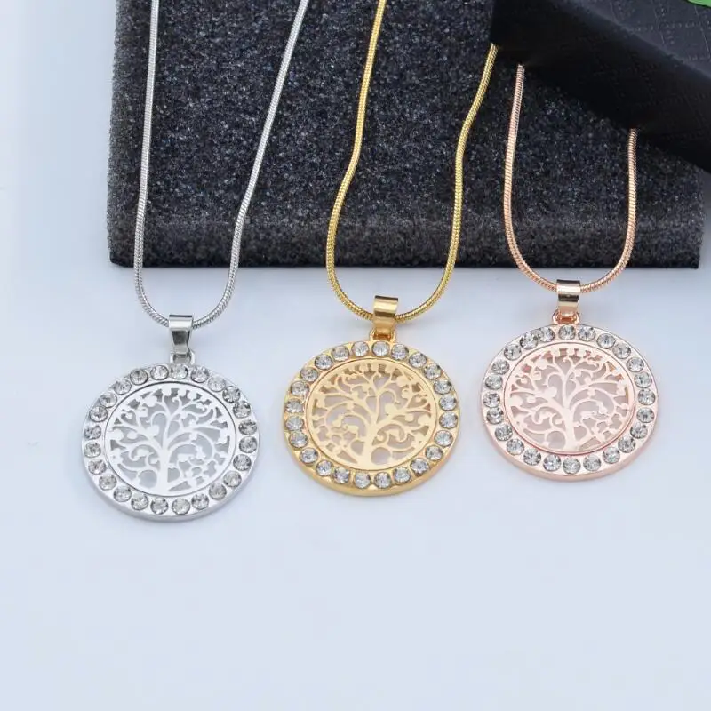 2019 Новое дерево жизни кристалл круглая маленькая подвеска-кулон золотой и