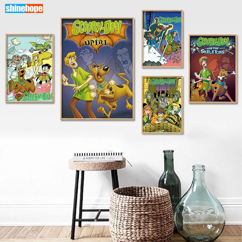 Scooby Doo Плакат на заказ холст плакат художественная отделочная ткань для дома ткань настенный плакат печать шелковая ткань 30X45 см