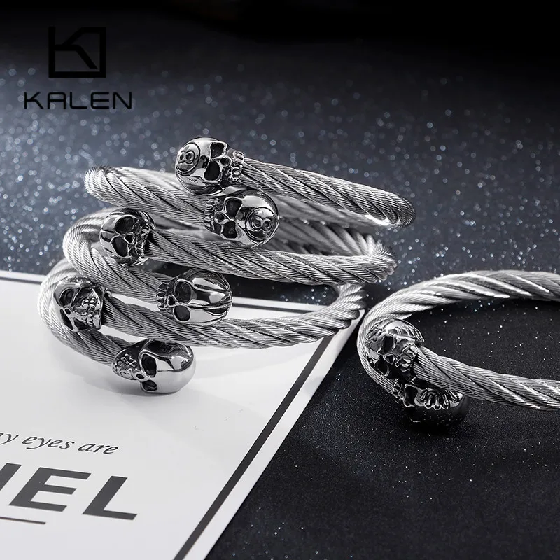 Браслеты Kalen мужские скелетоны витые Звенья из нержавеющей стали браслеты