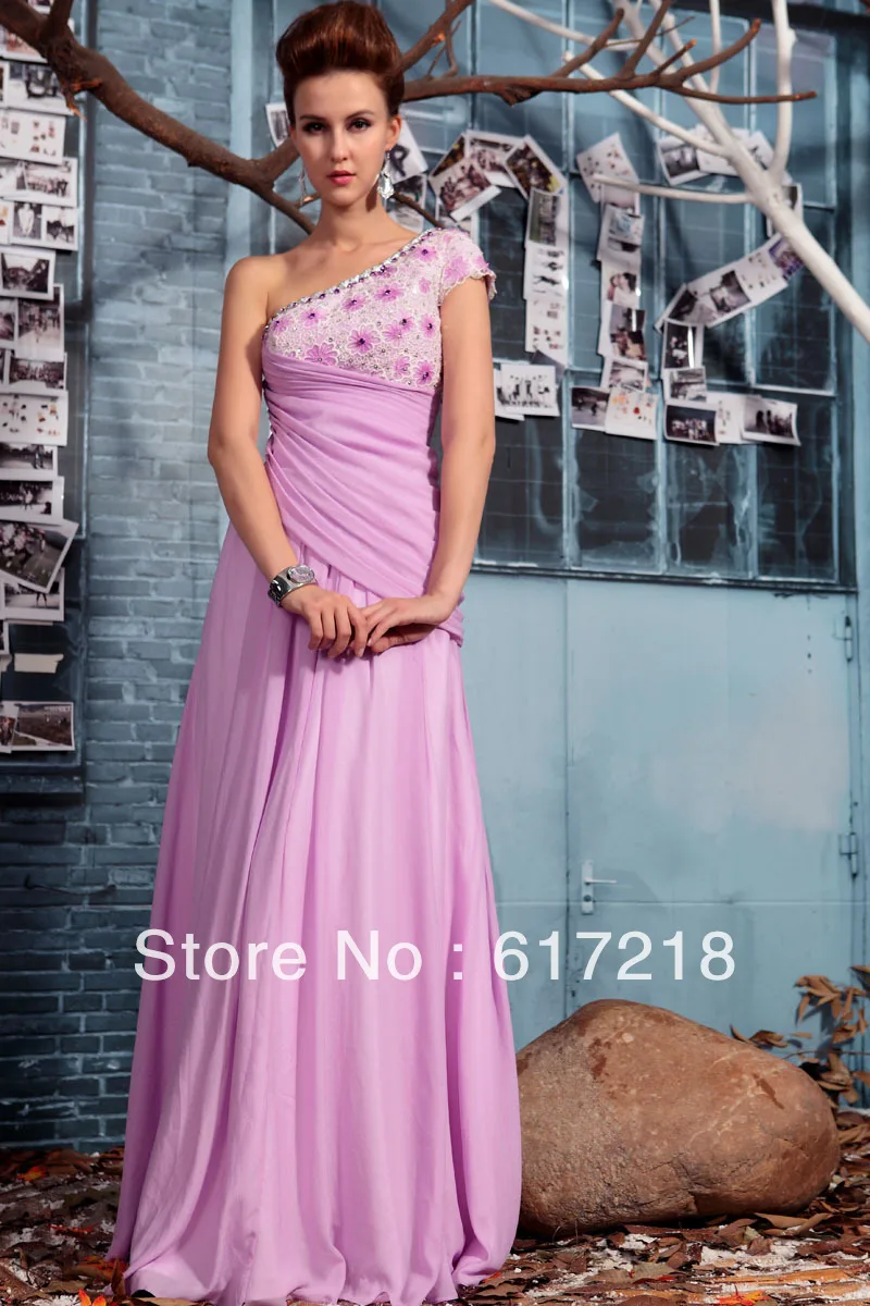 DORISQUEEN A-Line Floor-Length Chiffon Lilac Homecoming Dresses One Shoulder/Prom Dress | Свадьбы и торжества