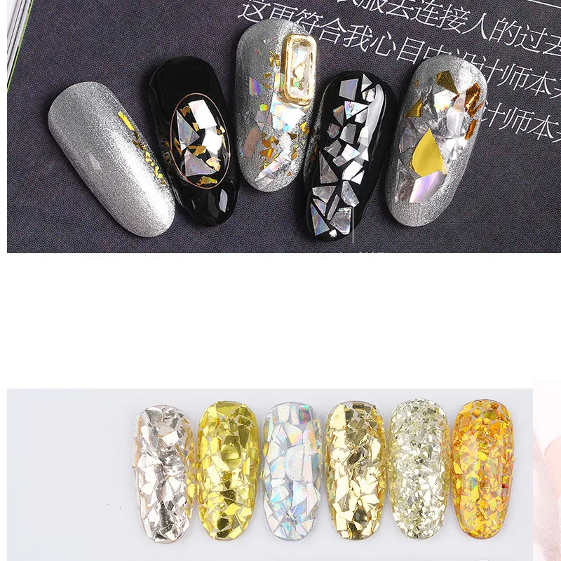 ДРОБЛЕНАЯ оболочка Блестящая серебряная порошки Золотая блестки украшения для