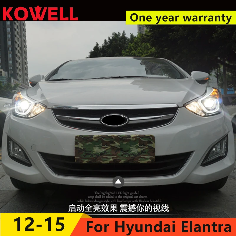 Kowell Автомобиль Стайлинг для 2012- Hyundai Elantra Фары для автомобиля стример Включите свет фар DRL bi xenon объектив высокого ближнего света