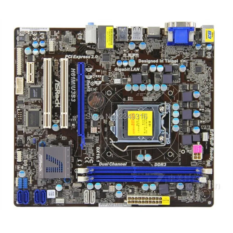 Для материнской платы ASRock H61M/U3S3 системная плата H61 слот LGA1155 DDR3 материнская плата SATA2 USB2.0 Поддержка I3 I5 I7