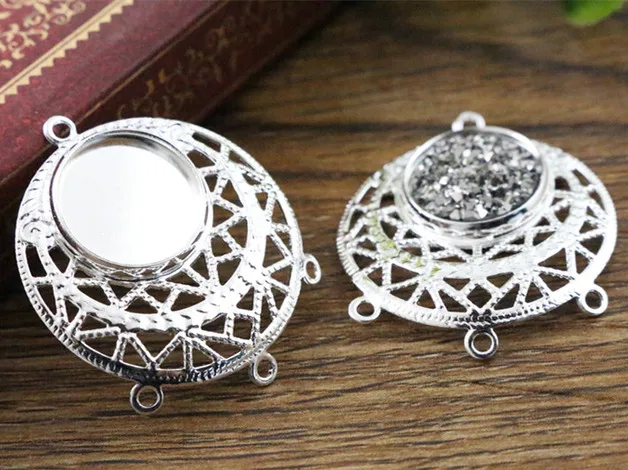 10 шт 12 мм Внутренний размер посеребренный латунный материал три петли Стиль