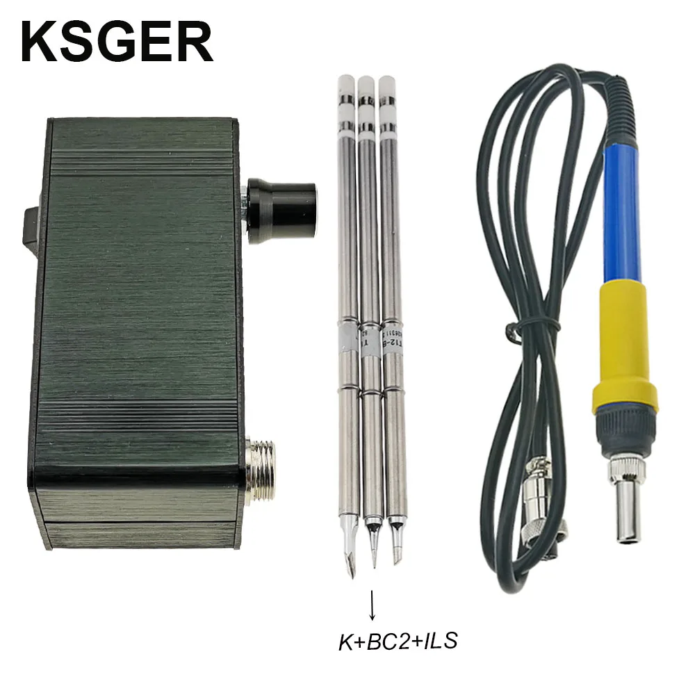 Sets 1 KSGER мини T12 паяльная станция STM32 V2.1S OLED DIY Быстрый нагрев сварочные инструменты FX9501 ручка из алюминиевого сплава T12 железные наконечники - Цвет: Sets 1