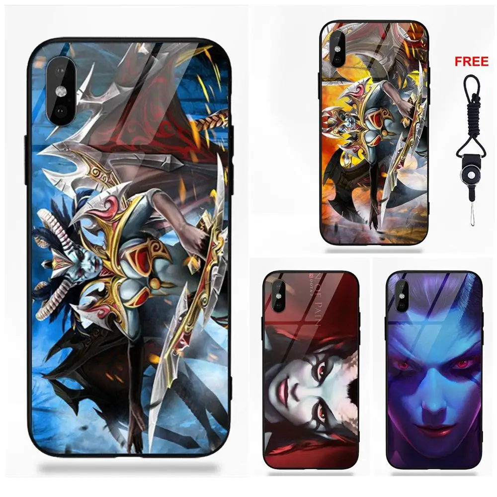 Vvcqod рисунок мягкий ТПУ чехол + закаленное стекло акаша королева боли Dota 2 для Apple