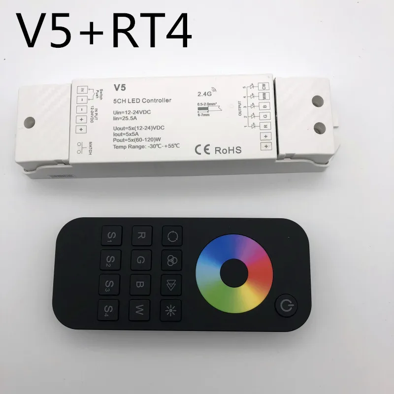 Светодиодная лента RGBW/RGB/ССТ/затемнением+ 2,4 ГГц Беспроводной РЧ пульт дистанционного управления 4 канала светодиодный Радиоконтроллер для RGB/RGBW Светодиодные ленты с сигналами "красный-зеленый-синий+ CCT V5