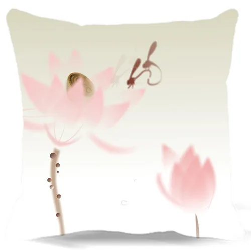 Цветущий красивый розовый фиолетовый лотос квадратный чехол для подушки хлопок