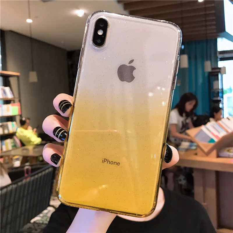 Блестящий градиентный розовый чехол для телефона iphone 6 7 8 6s Plus XS Max XR X s 7plus plus