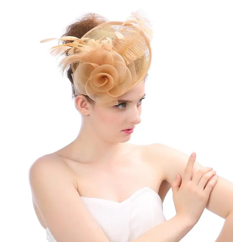 Banquet Party Fedoras Hat Women Ladies Day Royal Ascot Sinamay Fascinator Cap European American Bride Headdress Girls Hats H7108