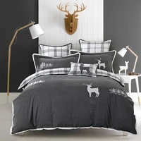 4pcs 100 cotton soft bed sheet set grey deer bedding setsbed cover queen king size duvet cover bed sheet set pillowcase gifts