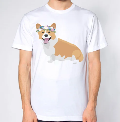 Красивая собака корги T Shirt2019 Красивые футболки Топ Летняя мода Распродажа