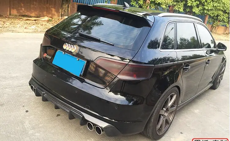 Jioyng углеродного волокна заднего бампера спойлер Диффузор Крышка для Audi A3 S3 RS3 S Line