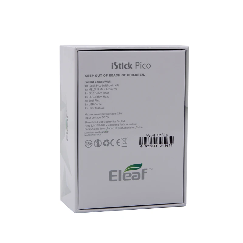 Новый стартовый набор Eleaf iStick Pico 75 Вт бокс-мод вейп wtih 2 мл Melo III 3 мини-бак