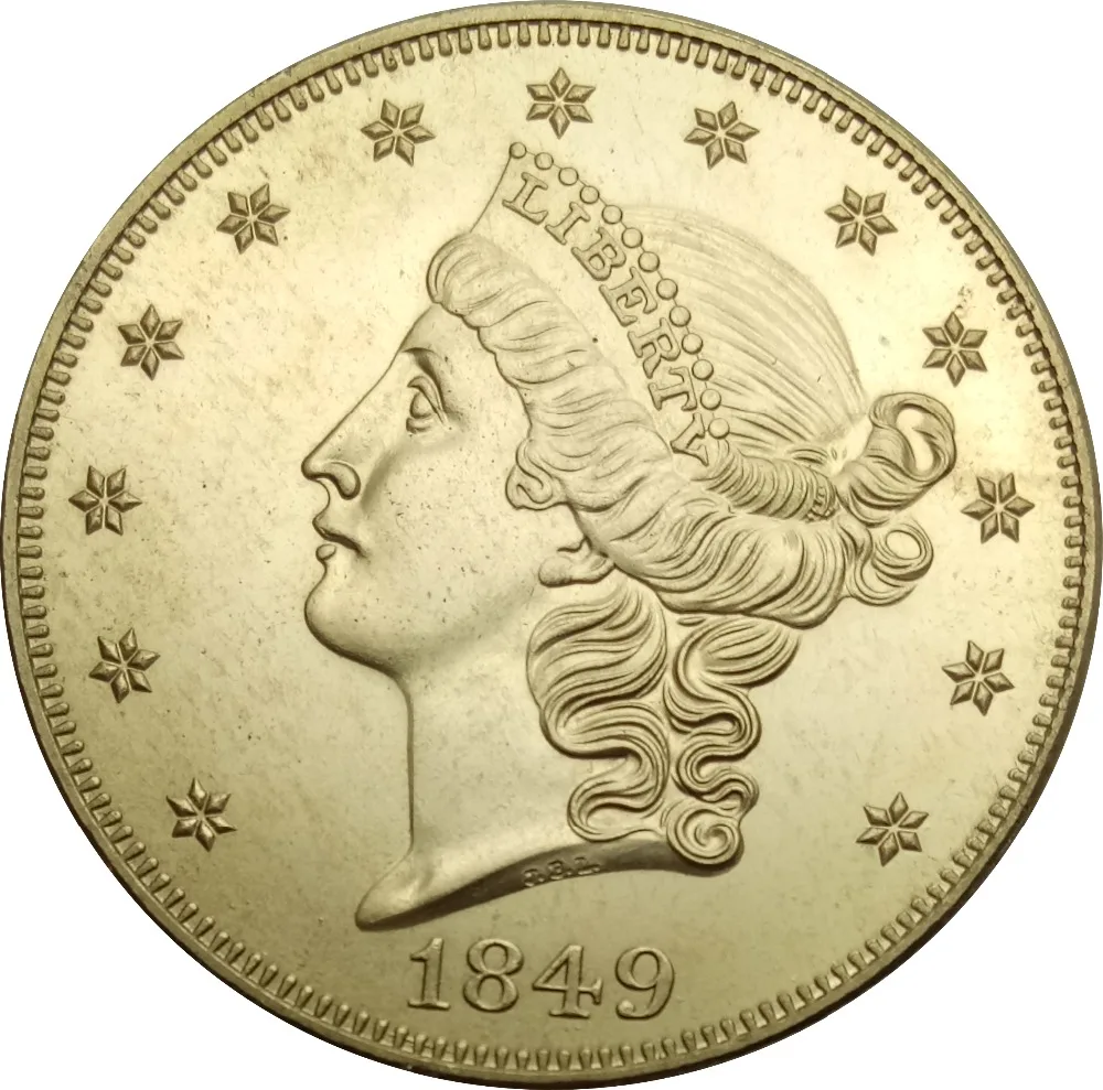 Золотые монеты в виде головы свободы США, 1849 значение, 20 долларов, латунные металлические копии монет