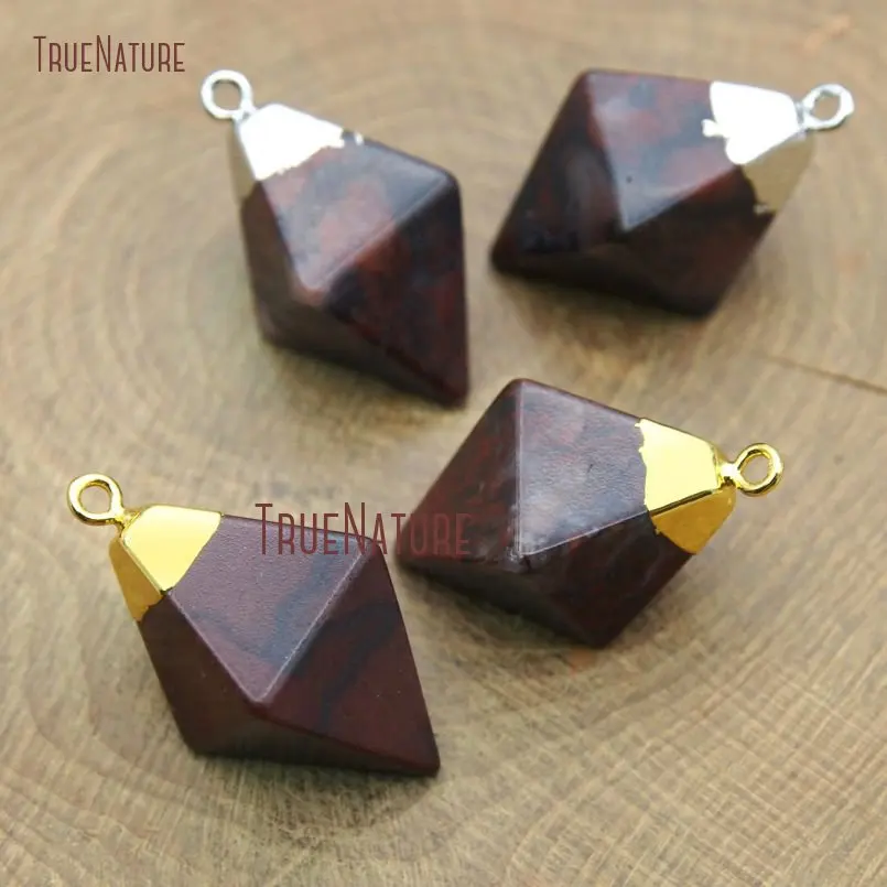 

Latest Rhombus Geometric Shape Necklace Pendants Red Jaspers Natural Charm For Jewelry Making In 29*13 mm PM10603