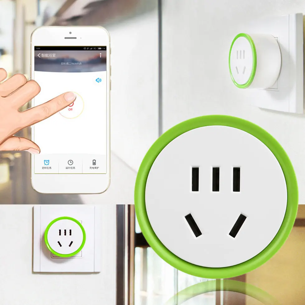 Белая Мини умная вилка Wi-Fi пульт дистанционного управления розетка питания